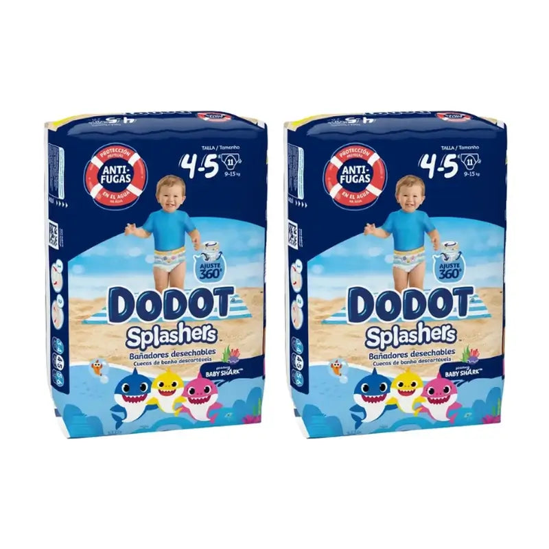 Dodot Splashers Water Nappies Tamanho 4-5, embalagem 2 x 12 unidades.