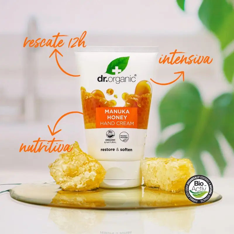 Dr.Organic Manuka Honey Hand & Nail Cream Pele Seca e Sensível, 125 ml