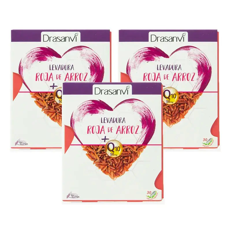 Levedura de arroz vermelho Drasanvi (2,9 Mg Monacolin K) Coenzima Q10, 3X30 Cápsulas