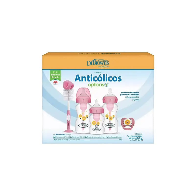 Pacote de oferta Dr.Brown's Pink Wide Mouth Options+