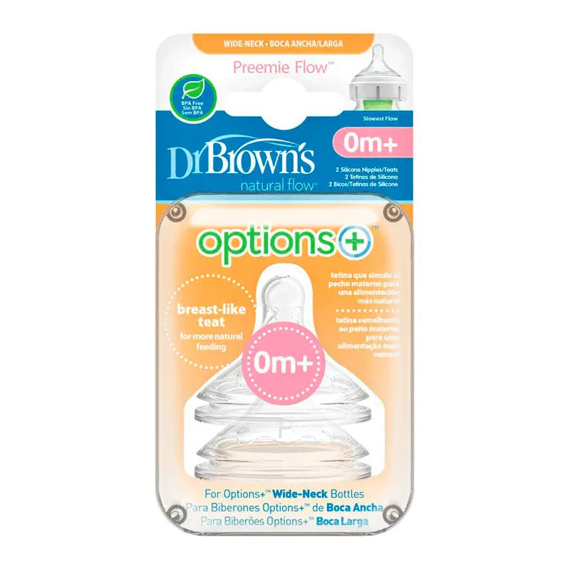 Dr.Brown's Teat Options+ Tetina de boca larga prematura, 2 unidades