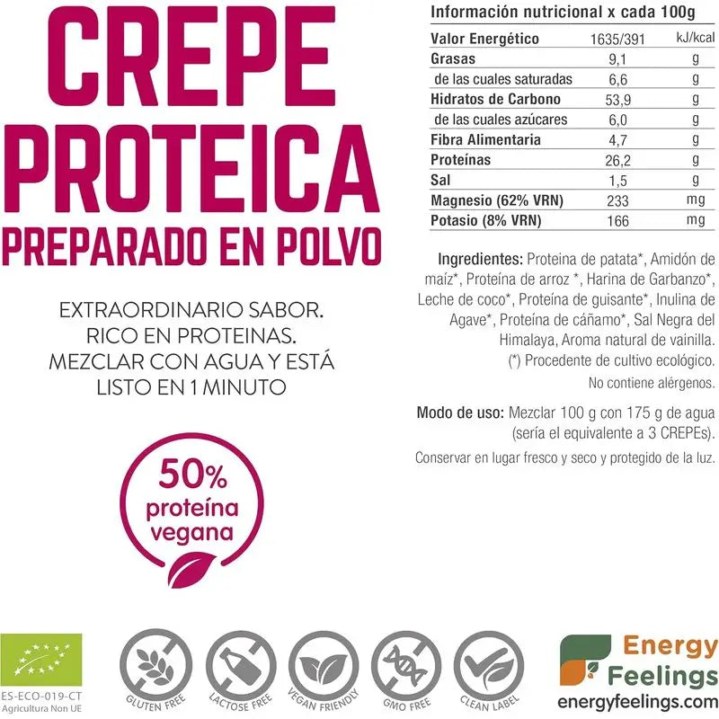 Crepe de Proteína Vegana Energy Feelings 1Kg. Eco Vegan Sg**