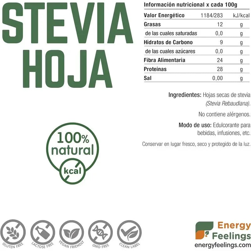 Energy Feelings Stevia Leaf 100Gr. Vegan Sg