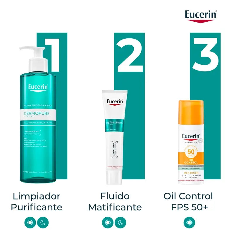 Eucerin Dermopure Fluido Facial Hidratante Mattificante, 50 ml