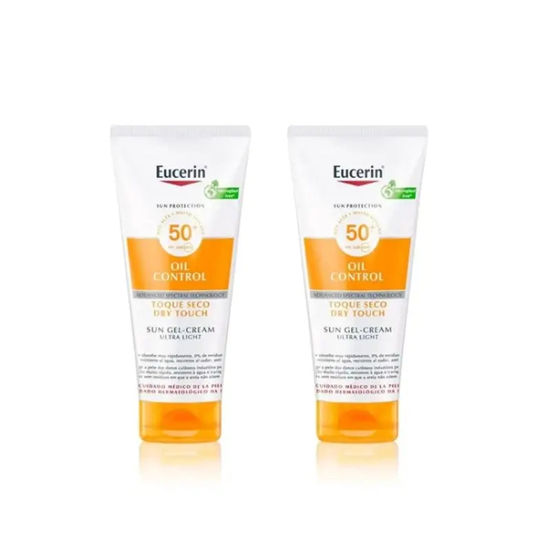 Eucerin Duplo Sun Gel Creme Toque Seco Sensível Protect Spf 50+, 2 x 200 Ml
