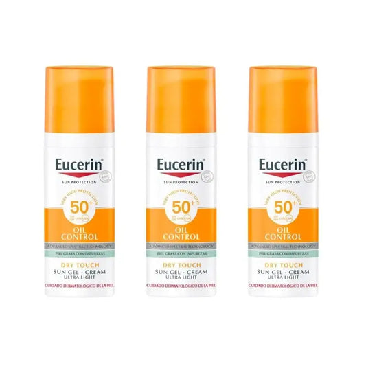 Eucerin Oil Control Gel Solar Toque Seco Spf 50+, 3X50 Ml