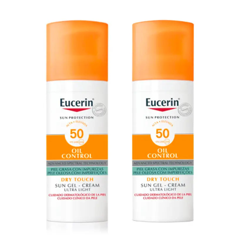 Eucerin Solar Oil Control Toque Seco SPF 50+, 2 x 50 ml
