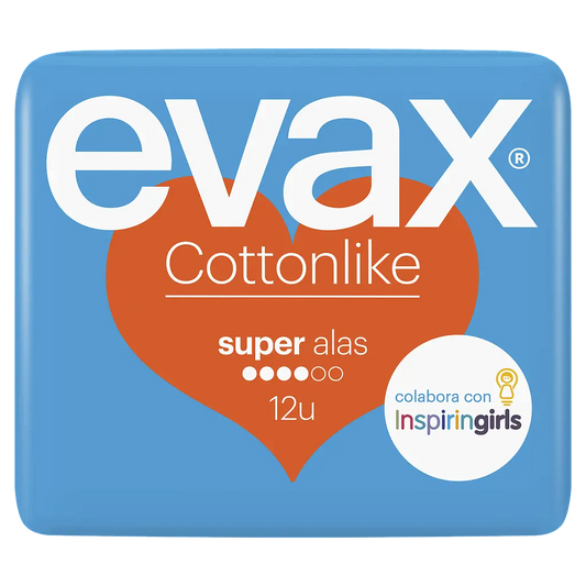 Evax Cottonlike Super Pads com Asas 12 Unidades