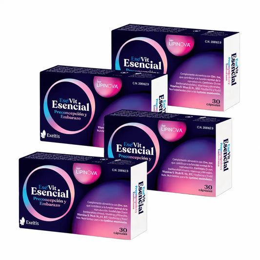 Exelvit Essential Preconception and Pregnancy, Embalagem 4 x 30 cápsulas