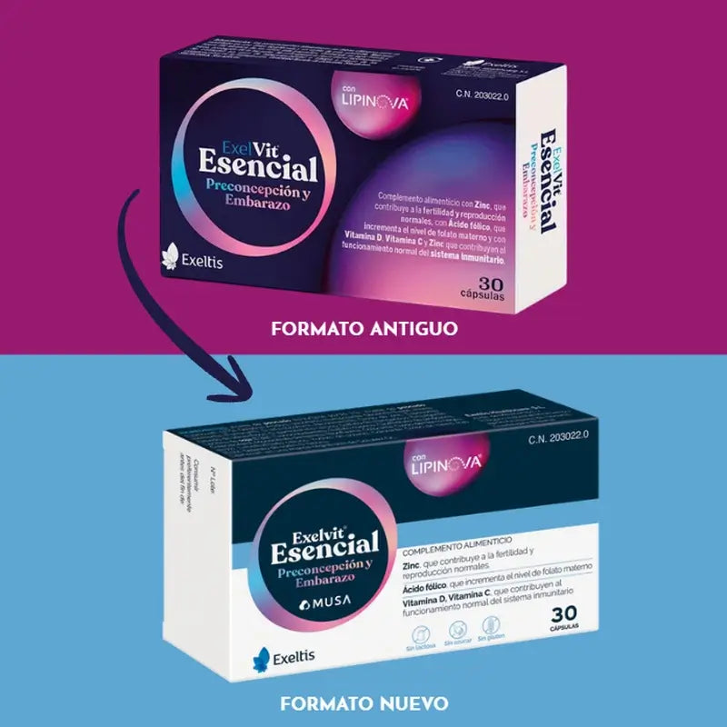 Exelvit Triplo Essential Pré-conceção e Gravidez, 3 x 30 cápsulas