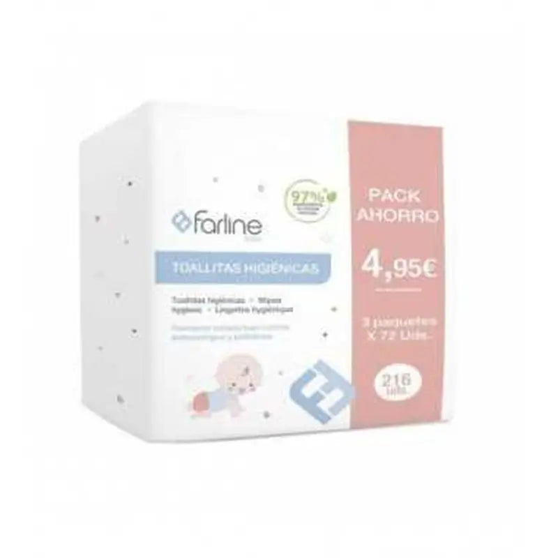Farline Totallitas Higiénicas Bebé, pack de 3 x 72 unidades