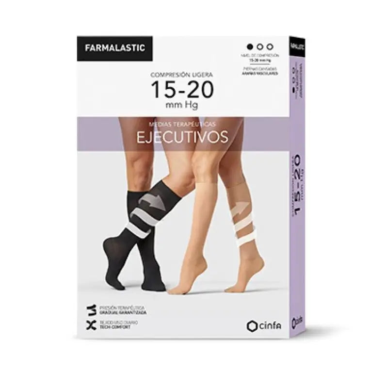 Farmalastic Calcetín Ejecutivo Hombre Negro, Talla M