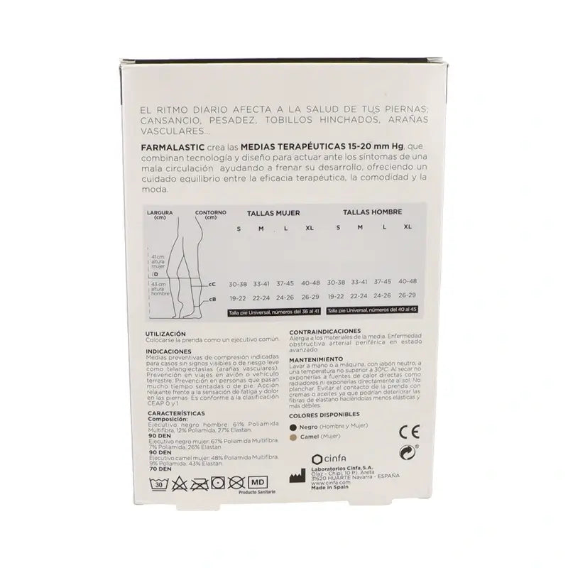 Farmalastic Meia executiva feminina preta tamanho L