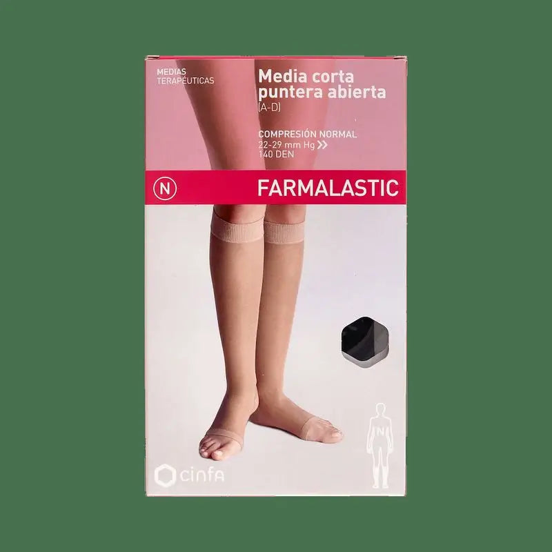 Farmalastic Media Corta De Compresión Normal, Negro, Talla Pequeña