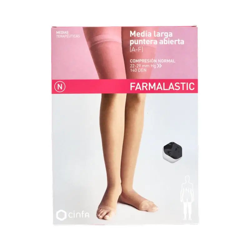 Farmalastic Media Larga Puntera Abierta Negra, Talla Pequeña