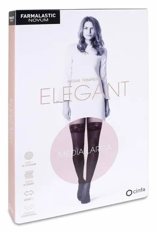 Farmalastic Novum Elegant Larga De Compresión Ligera Color Caviar, Talla 5
