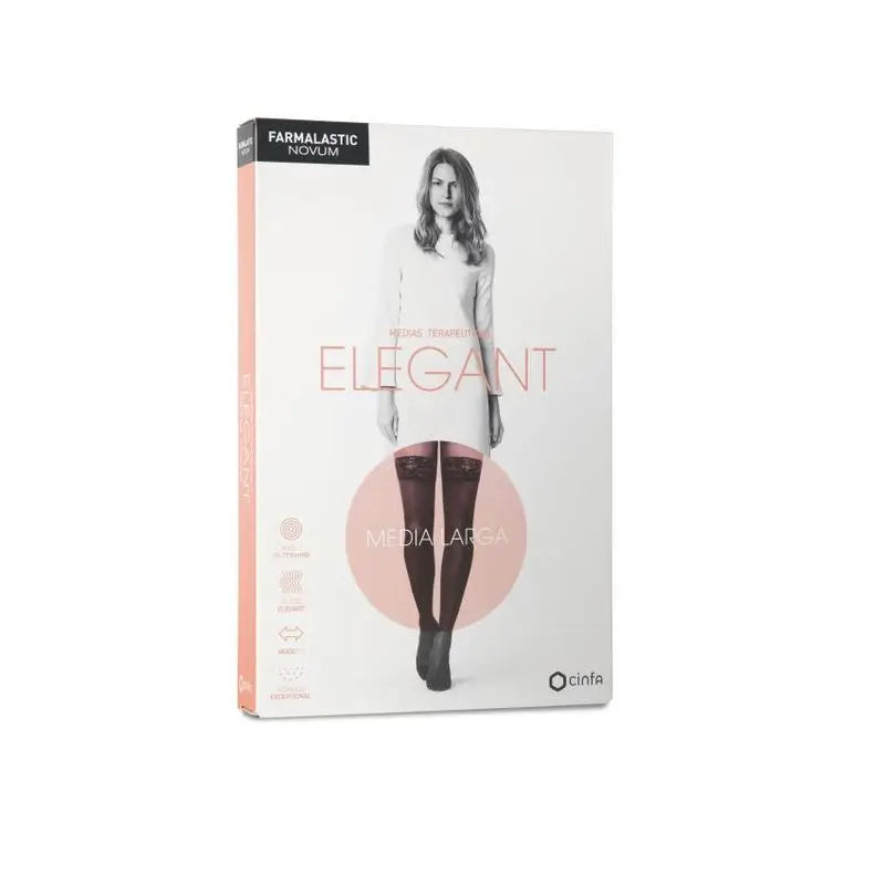 Farmalastic Novum Elegant Larga De Compresión Ligera Color Chocolate, Talla 4