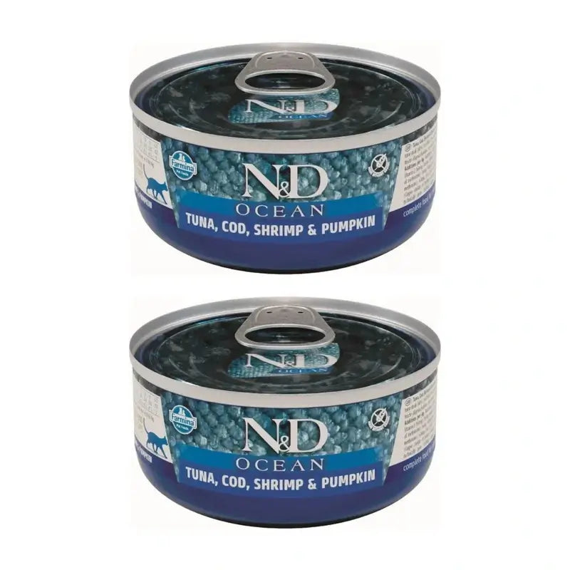 Farmina N&D Cat Ocean Atum Bacalhau Abóbora 30X70Gr, Embalagem de 2
