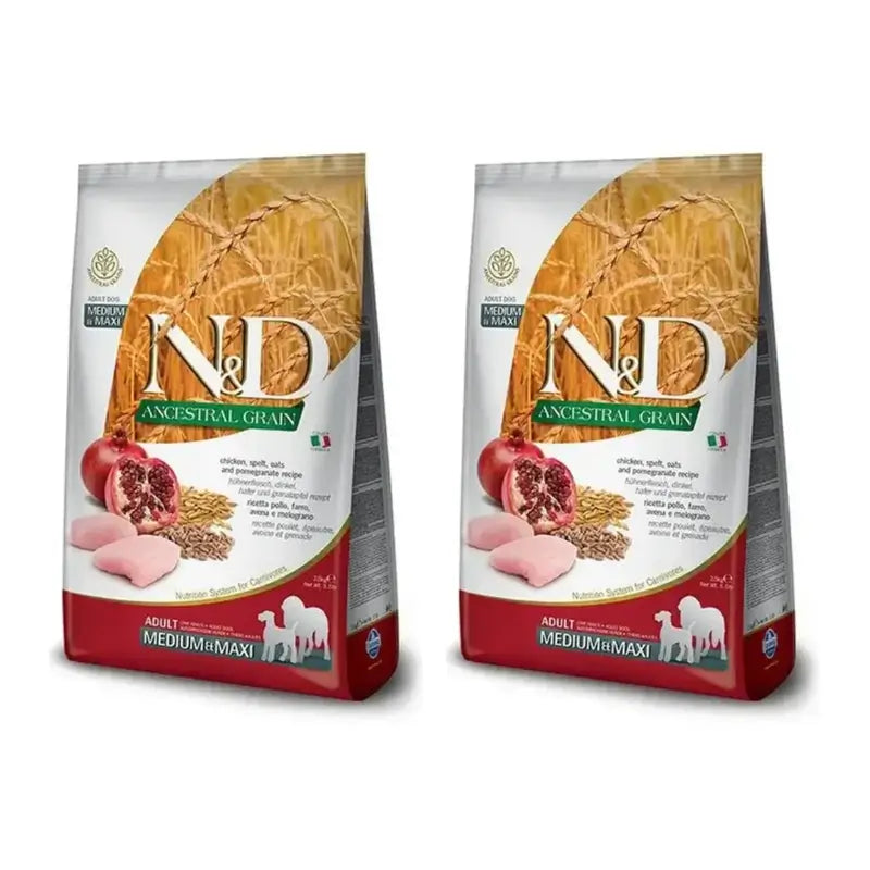 Farmina N&D Dog Ancestral Light Medium Maxi 12Kg, Ração para Cães, Embalagem de 2