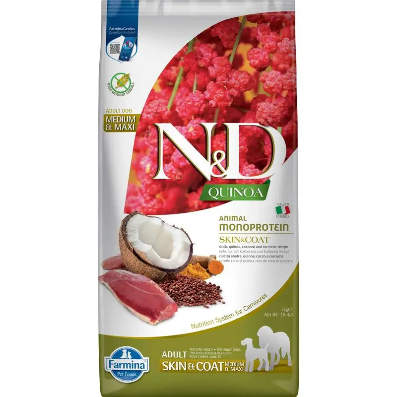 Farmina N&D Cão Quinoa Pele Casaco Pato Med/Maxi 7Kg