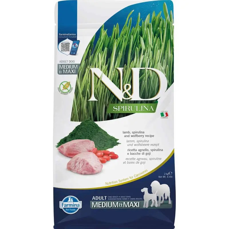 Farmina N&D Cão Spirulina Medium Maxi Cordeiro 2Kg