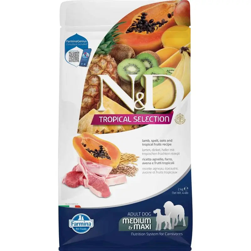 Aliments Pour Chiots Farmina N&D Dog Puppy Spiruline – Medium/Maxi – À L'Agneau – Sac De 2 Kg
