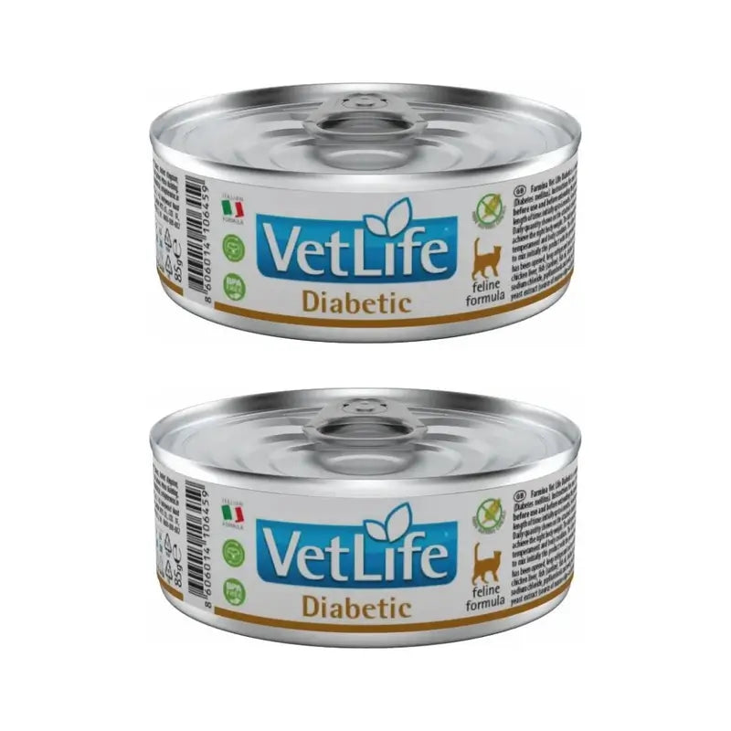 Farmina Vet Natural Diet Cat Diabetic 12X85Gr, Alimento húmido para gatos, embalagem de 2