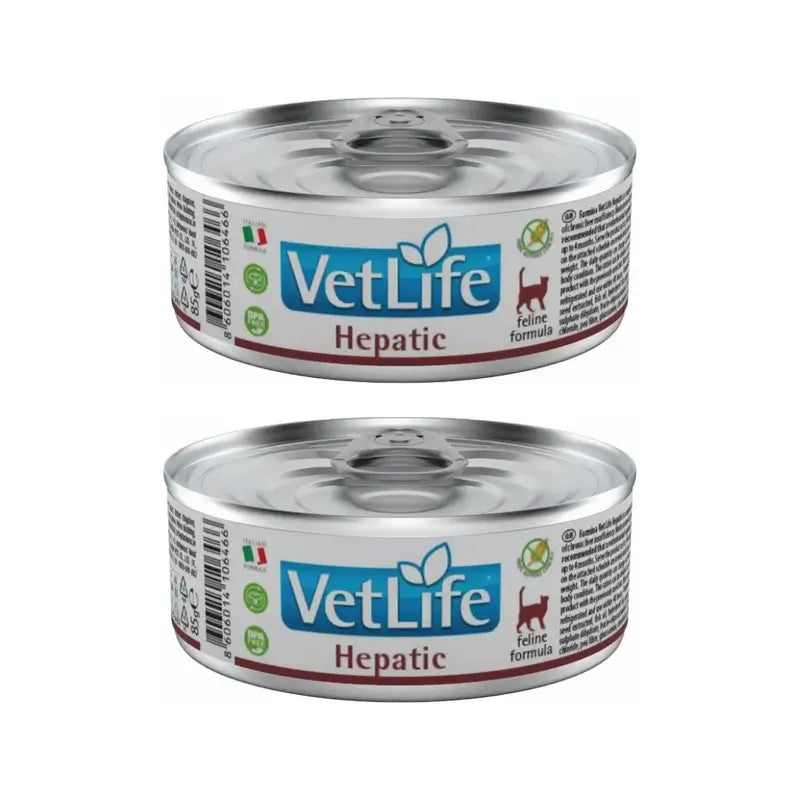 Farmina Vet Natural Diet Cat Hepatic 12X85Gr, Alimento húmido para gatos, embalagem de 2