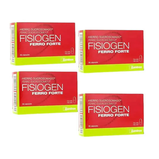 Fisiogen Ferro Forte, embalagem 4 x 30 cápsulas