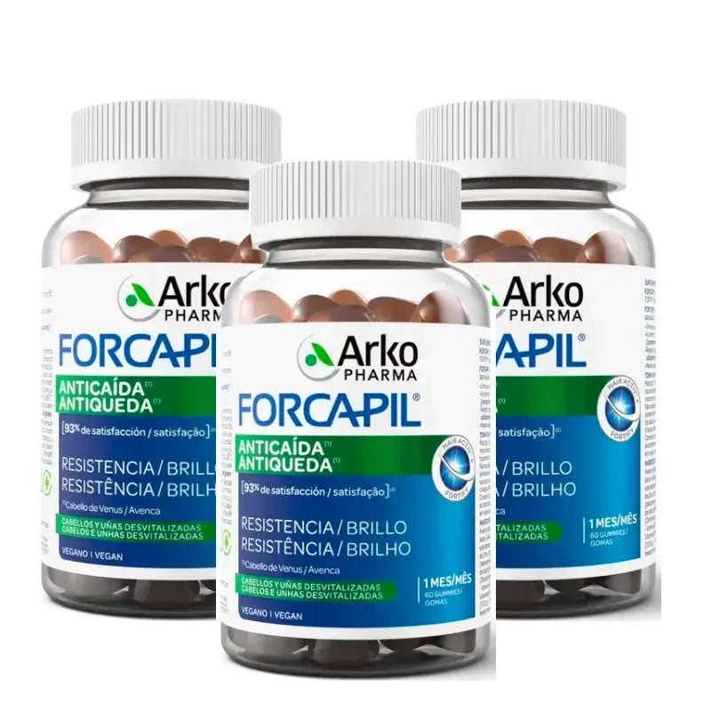 Arkopharma Forcapil Anti-Queda de Cabelo, Embalagem 3 x 60 Gomas