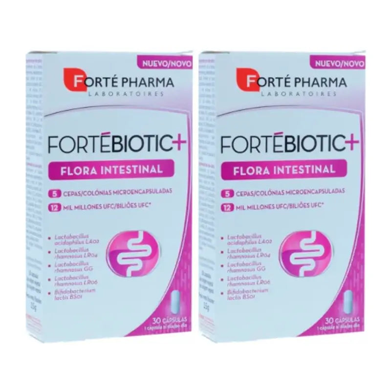 Forté Pharma Duplo Fortébiotic+ Flora Intestinal, 2 x 30 Cápsulas