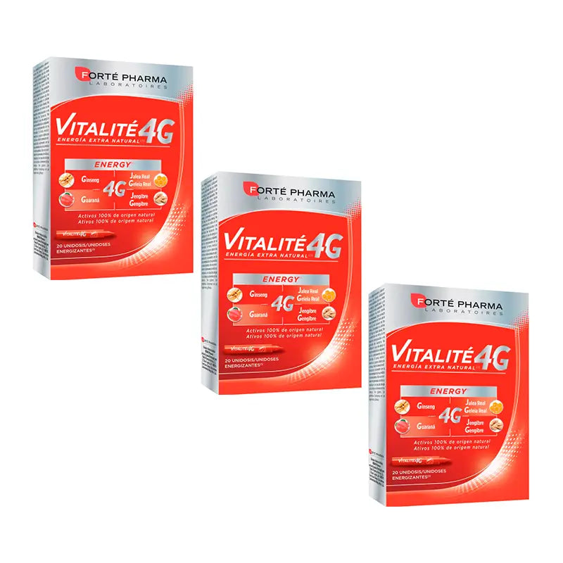 Forté Pharma Triplo Energy Vitalite 4 g,3 x (20 Dose Única x 10 ml)