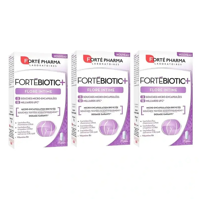 Forté Pharma Triplo Fortébiotic+ Flora Íntima, 3 x 15 Cápsulas