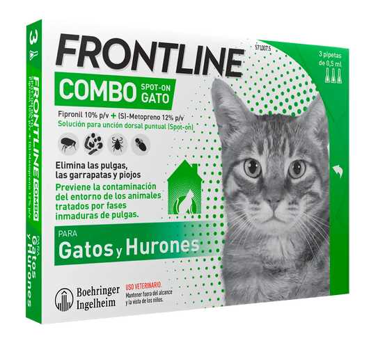 Frontline Combo Gatos e Furões Spot On, 6 Pipetas x 0,5 ml