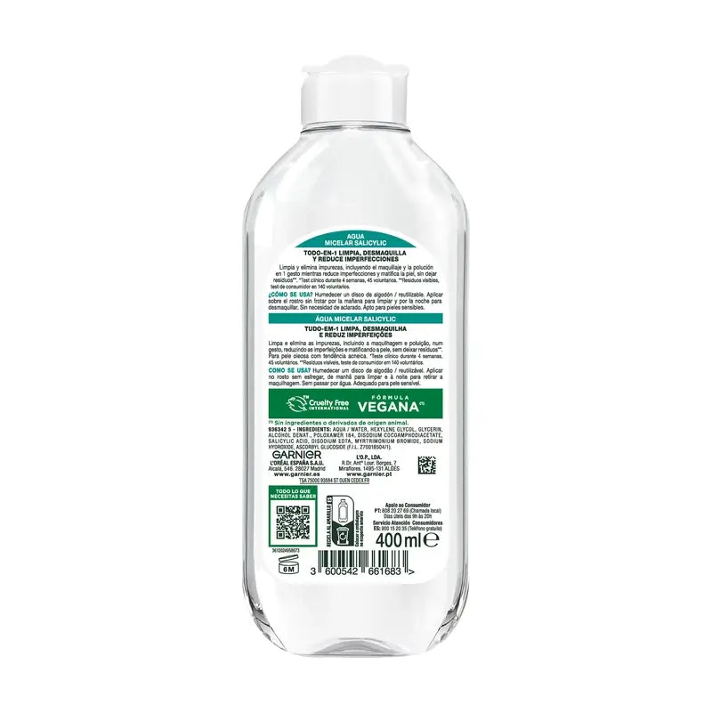 Garnier Produtos de Limpeza do Rosto Água Micelar Anti-Imperfeições Salicílicas , 400 ml