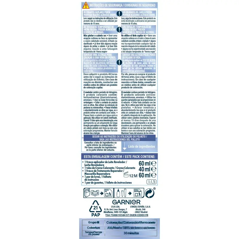 Garnier Nutrisse Louro Platinado Luminoso Cinzento Nº 101 , 160 ml