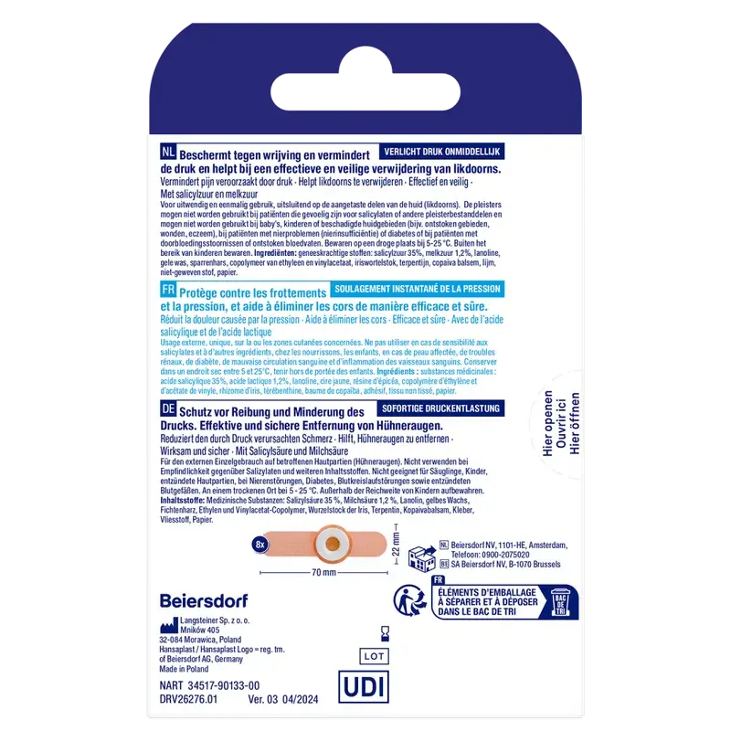 Hansaplast Ligadura com ácido salicílico para calos e calosidades, 8 unid.