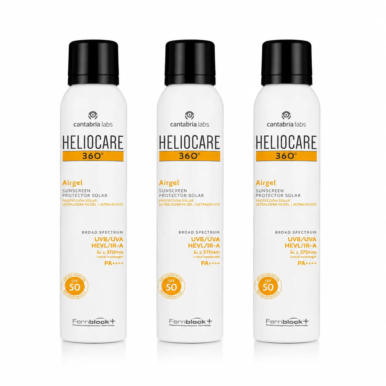 Heliocare 360º Airgel Body 200 Ml embalagem com 3 unidades