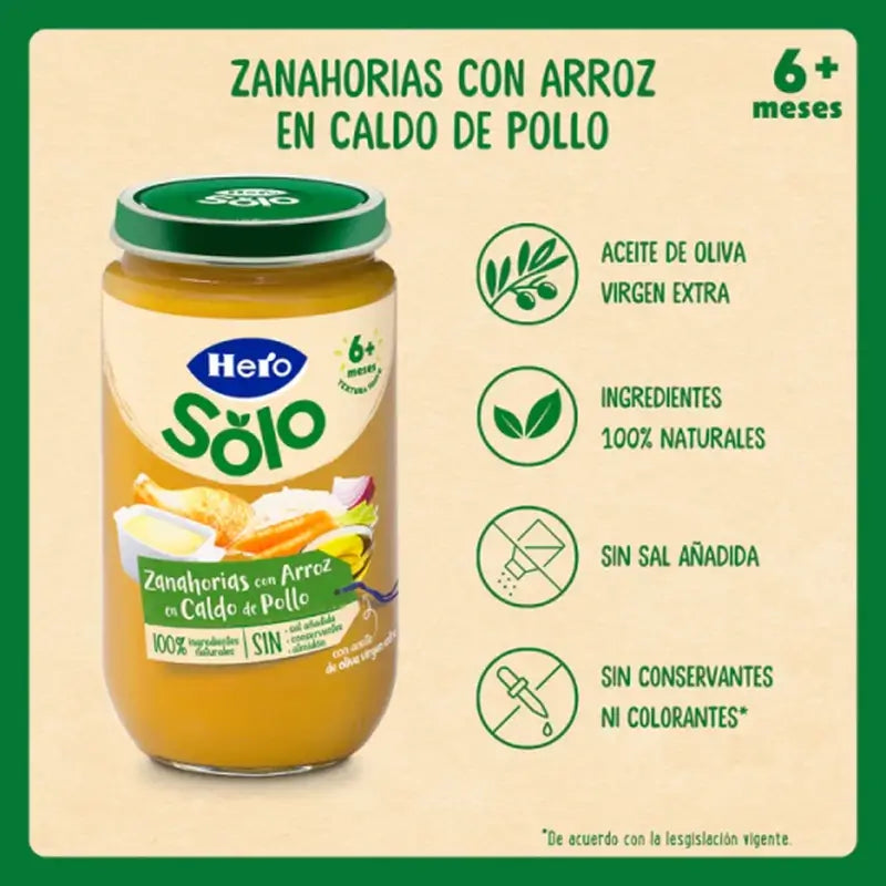 Hero Baby Cenouras com Arroz em Caldo de Galinha, 235gr