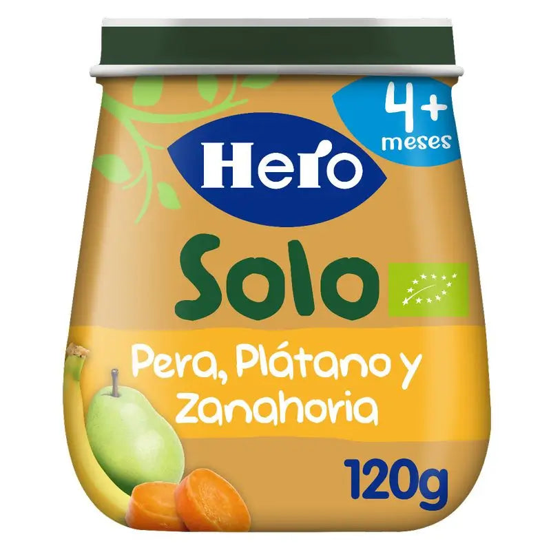 Herói Herói Bebé Herói Pêra Solo, Banana & Cenoura Eco Jar 120G