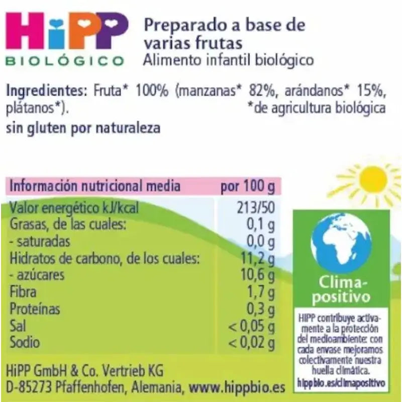 Muffin biológico de maçã e banana com mirtilo Hipp, 190 G
