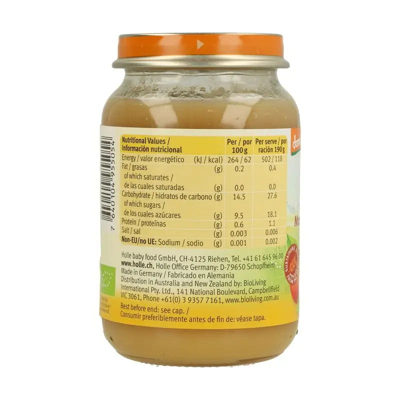 Frasco de maçã e pêssego Holle, 6 unidades