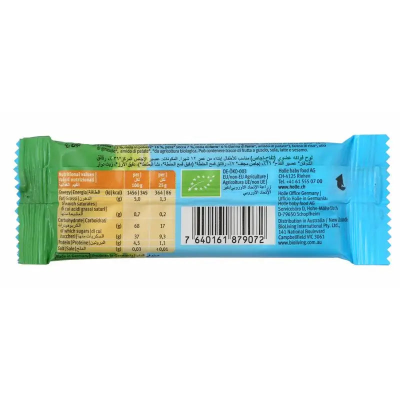 Barra de maçã e pera Holle 25Gr. Eco