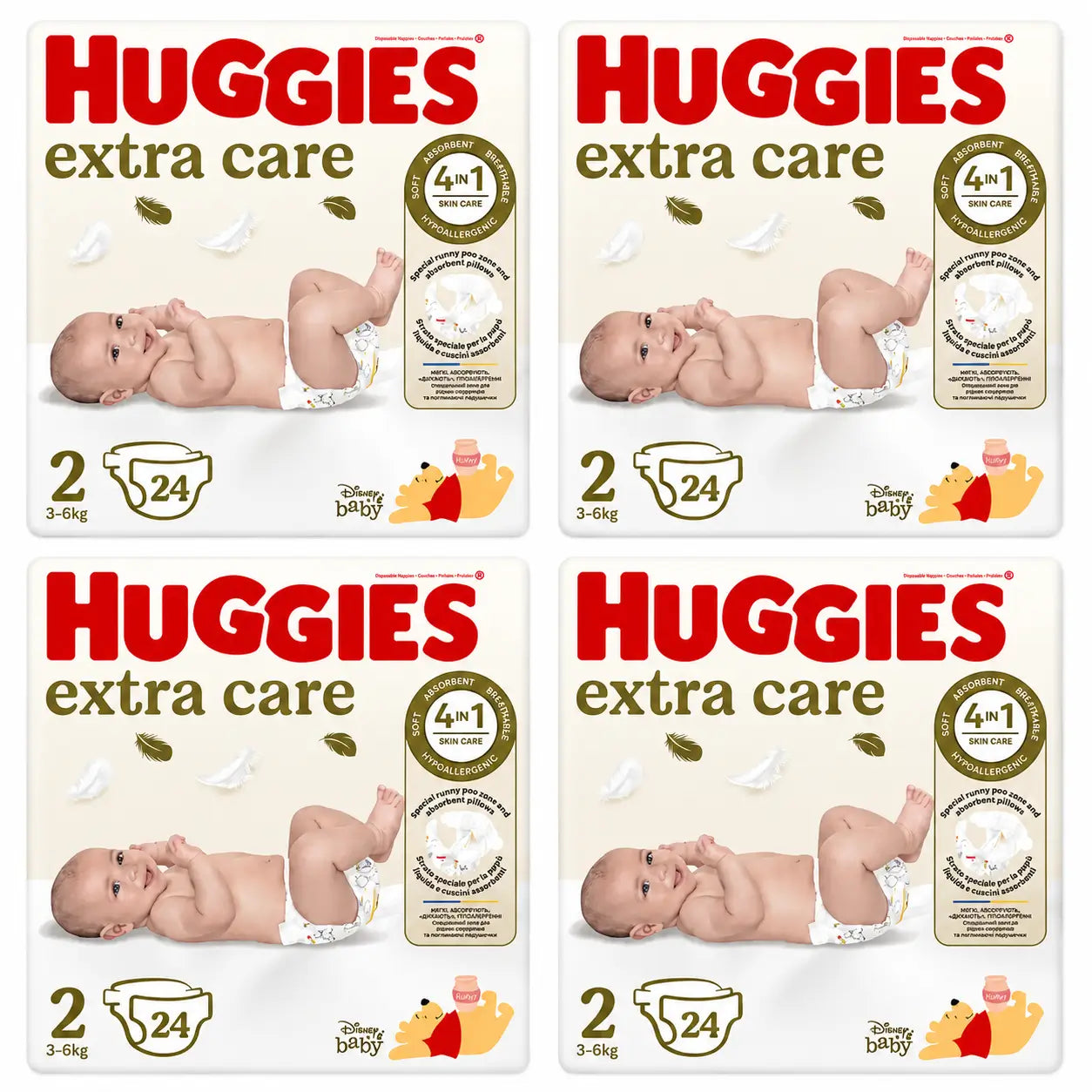 Fralda para bebé Huggies Extra Care Tamanho 2 (3-6 Kg) Disney, 24 unidades, embalagem 4