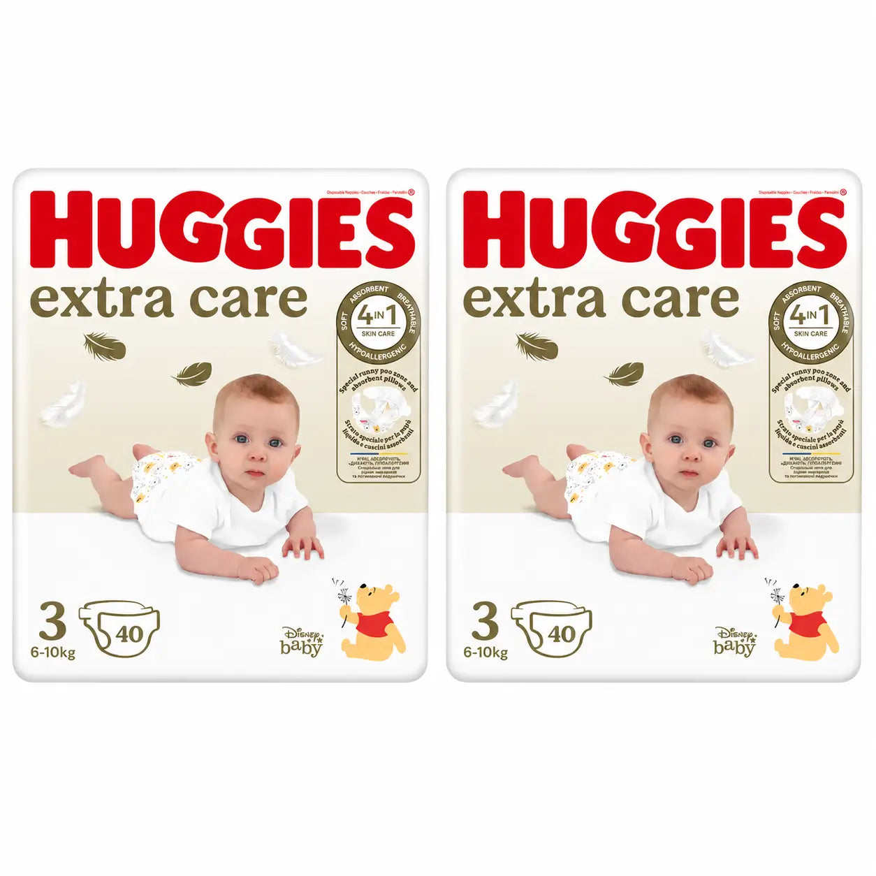 Huggies Extra Care Tamanho 3 (6-10 Kg) Fraldas Disney para Bebés, 40 unidades, embalagem 2