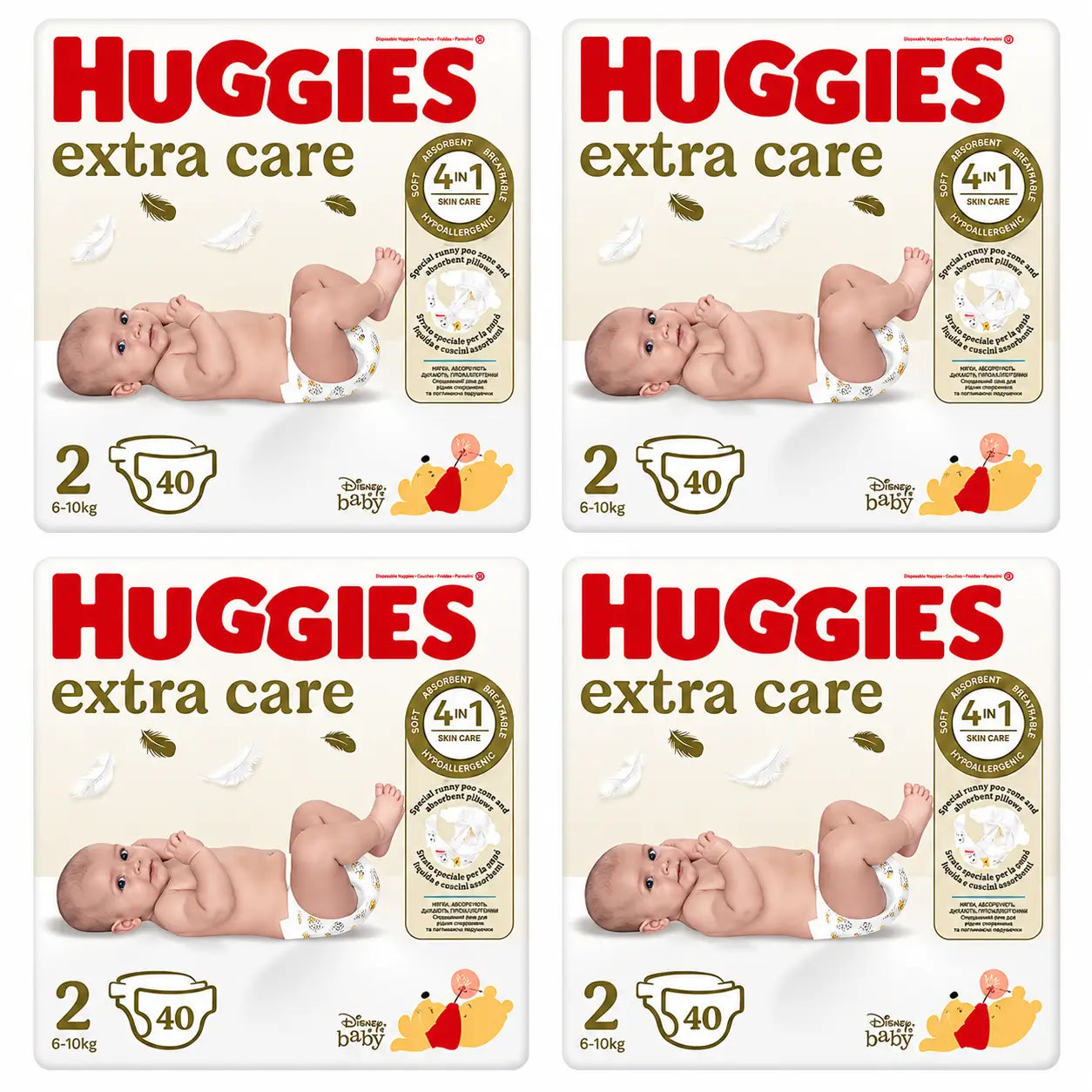 Huggies Extra Care Tamanho 3 (6-10 Kg) Fraldas Disney para Bebés, 40 unidades, embalagem 4
