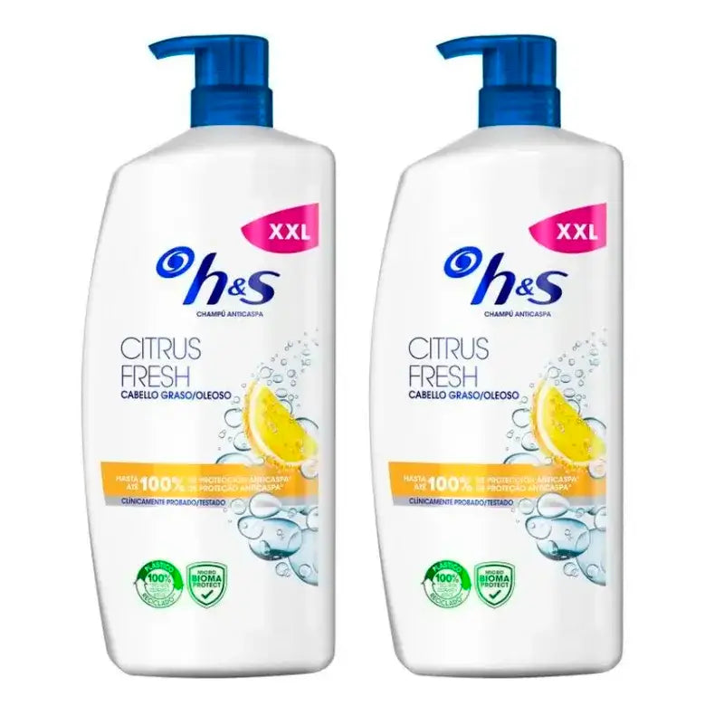 Champô H&S Citrus Fresh, embalagem de 2 x 1000 ml