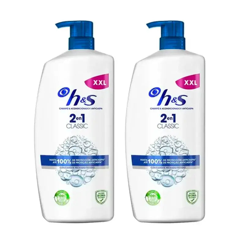 Champô H&S Classic 2 em 1, embalagem de 2 x 1000 ml
