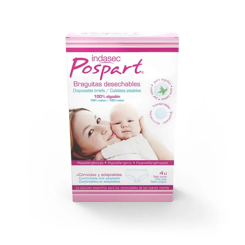 Cuecas descartáveis Indasec Pospart , 4 peças