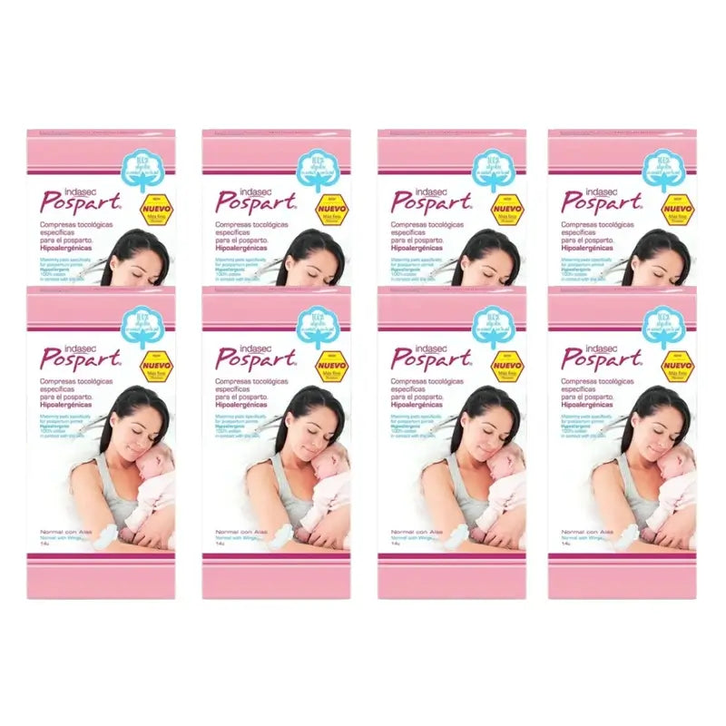 Indasec Pospart Almofada normal com asas , 8 x 14 unidades